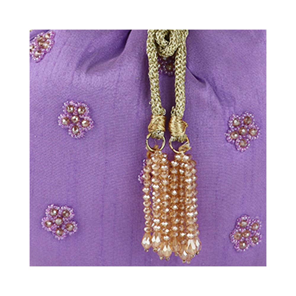 Elegant Lilac, Potli Bag with Beaded Handle