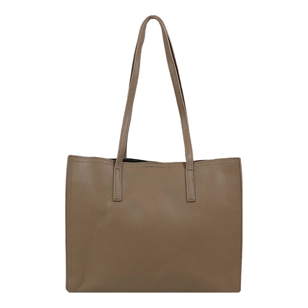 Classic Taupe Structured Tote Bag – Multi-Compartment Office Handbag