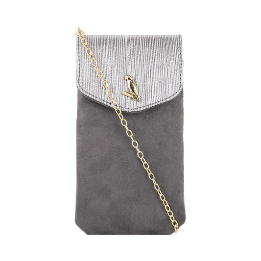 Mobile Sling Bag with Flap Closure & Gold Chain Strap