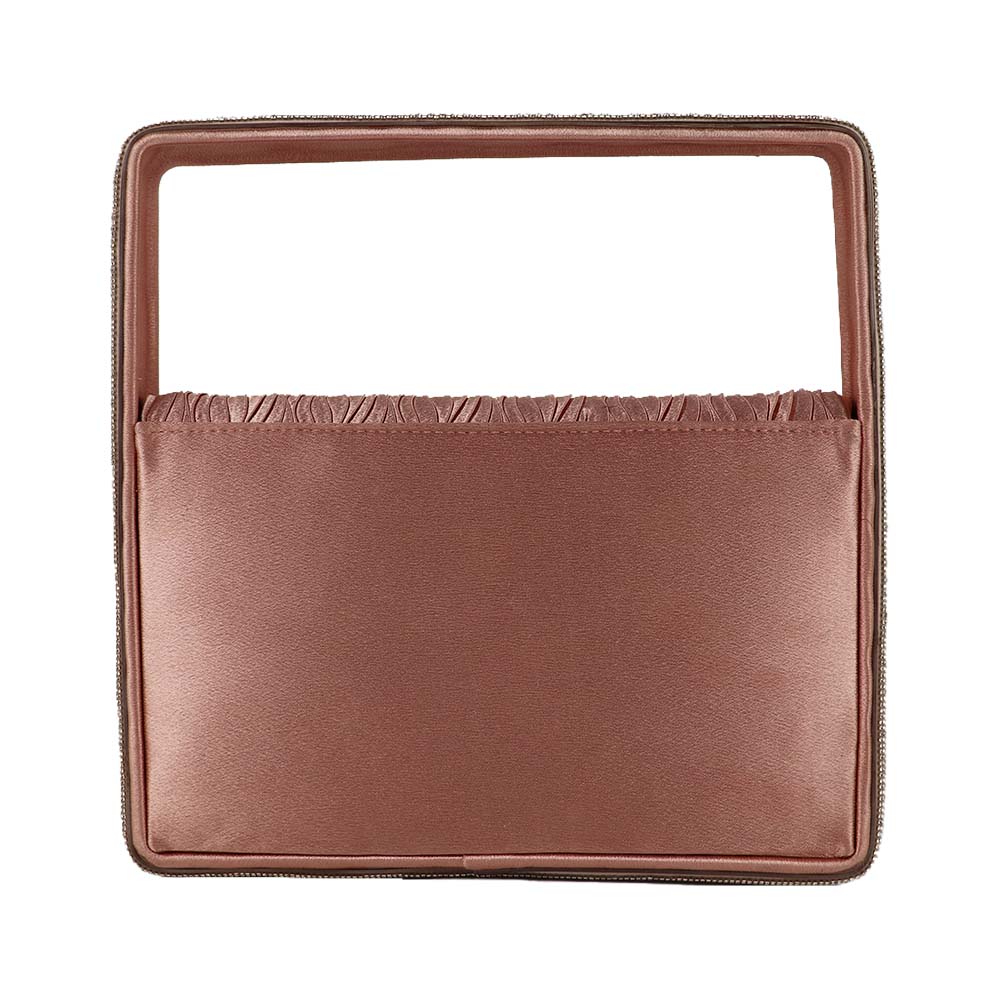 Elegant Rose Gold Structured Mini Handbag with Textured Flap
