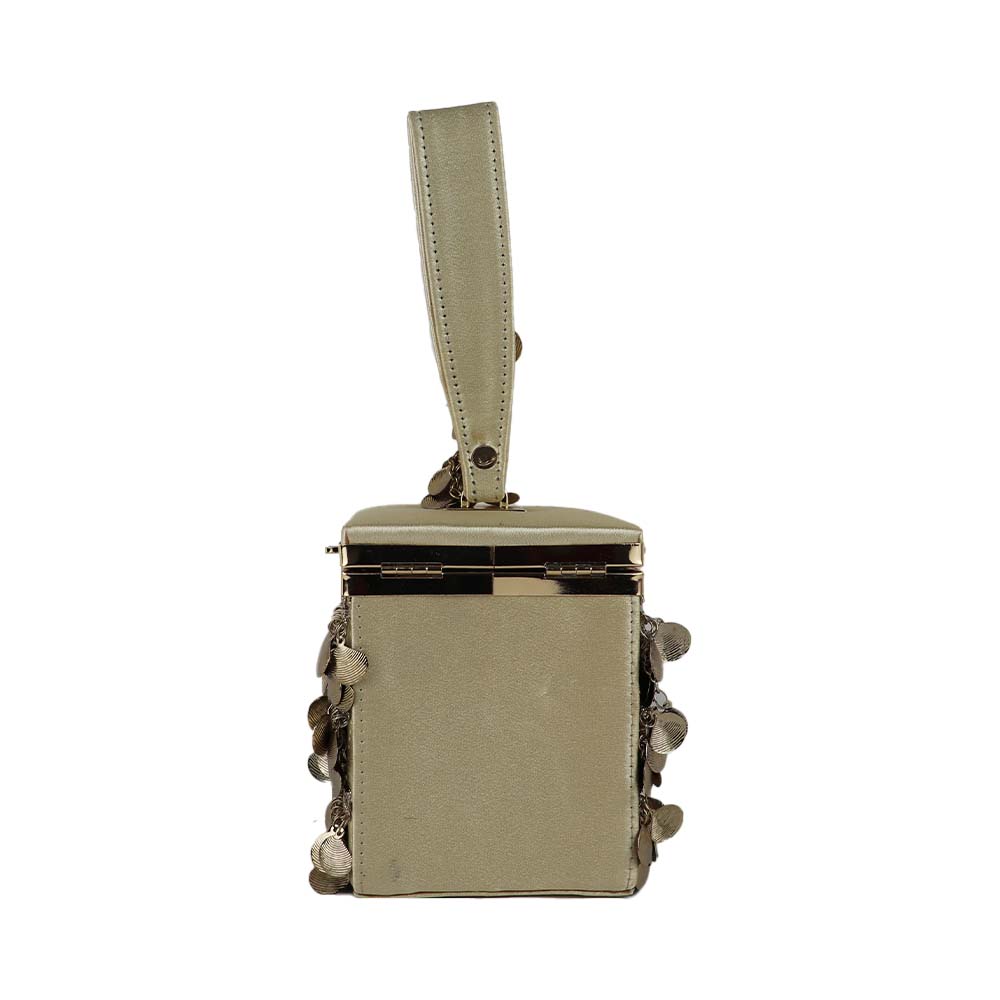 Antique Gold Coin Tassel Handbag – Luxe Velvet Box Clutch