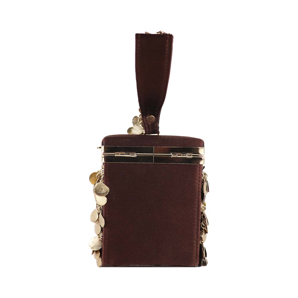 Antique Gold Coin Tassel Handbag – Luxe Velvet Box Clutch