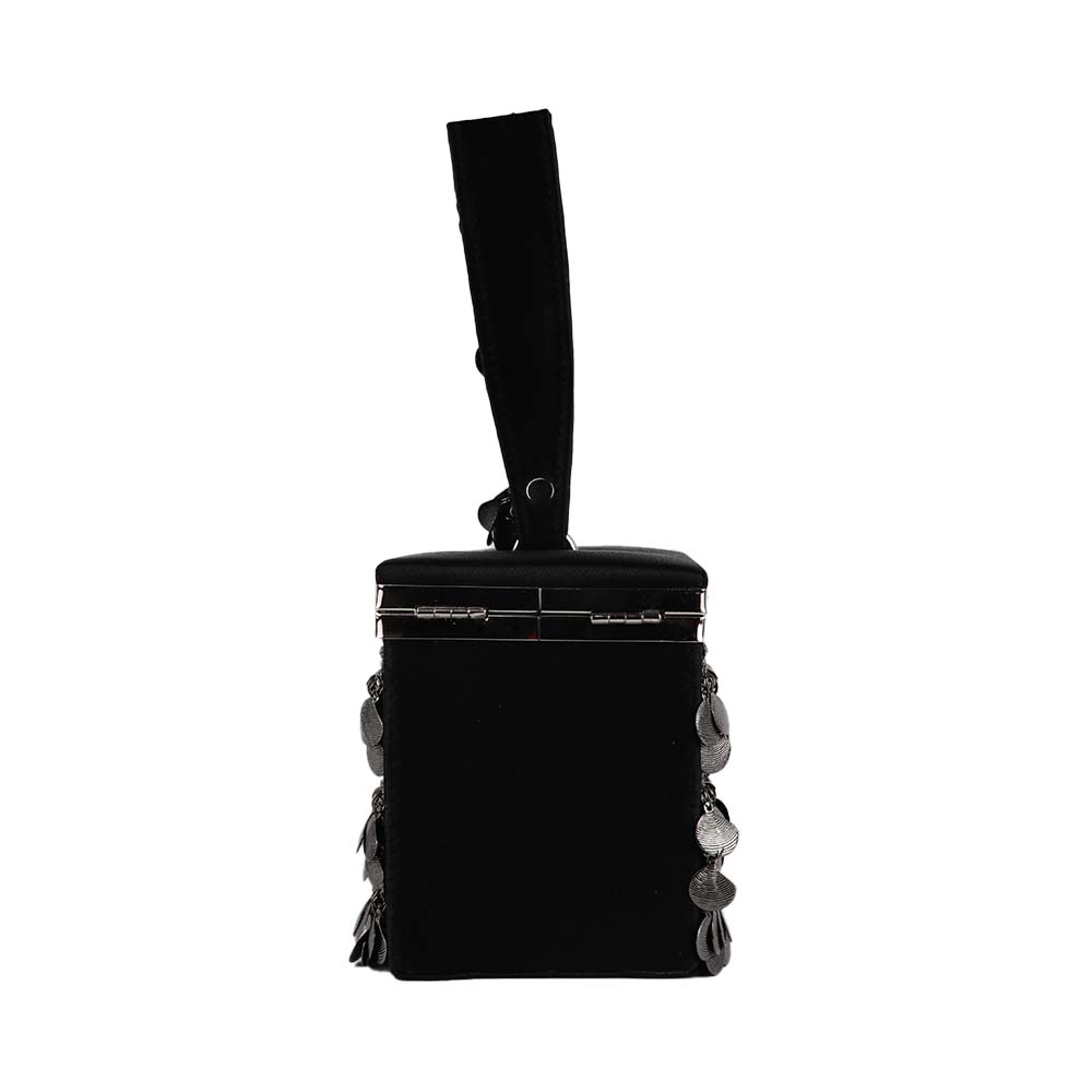 Antique Gold Coin Tassel Handbag – Luxe Velvet Box Clutch