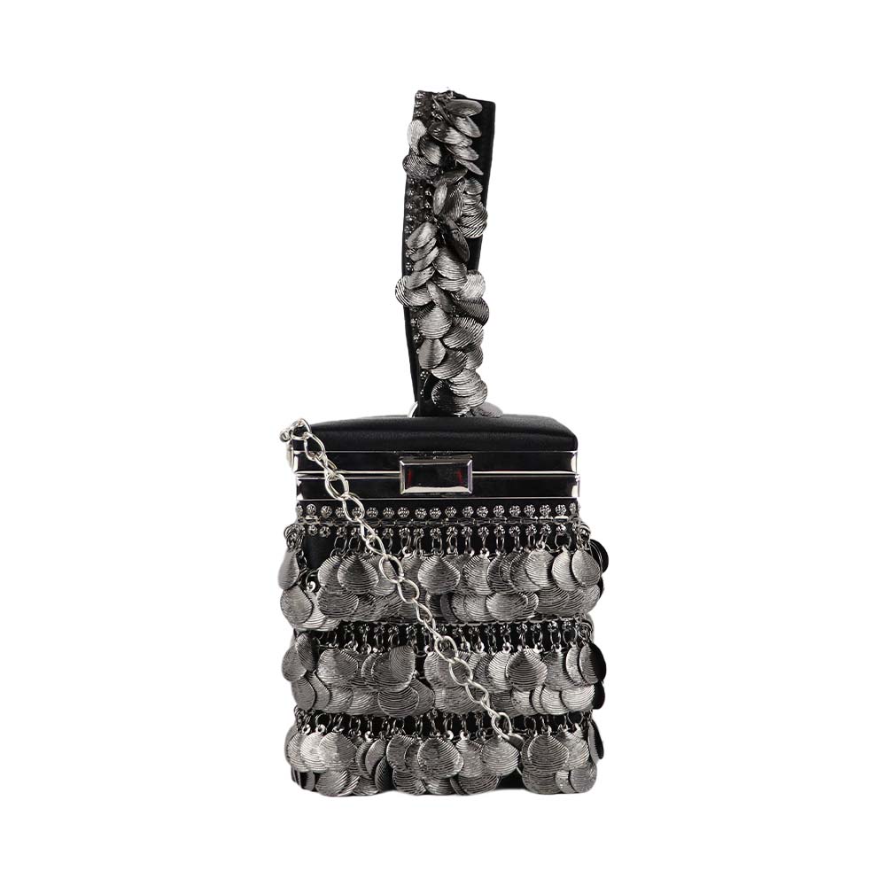 Antique Gold Coin Tassel Handbag – Luxe Velvet Box Clutch
