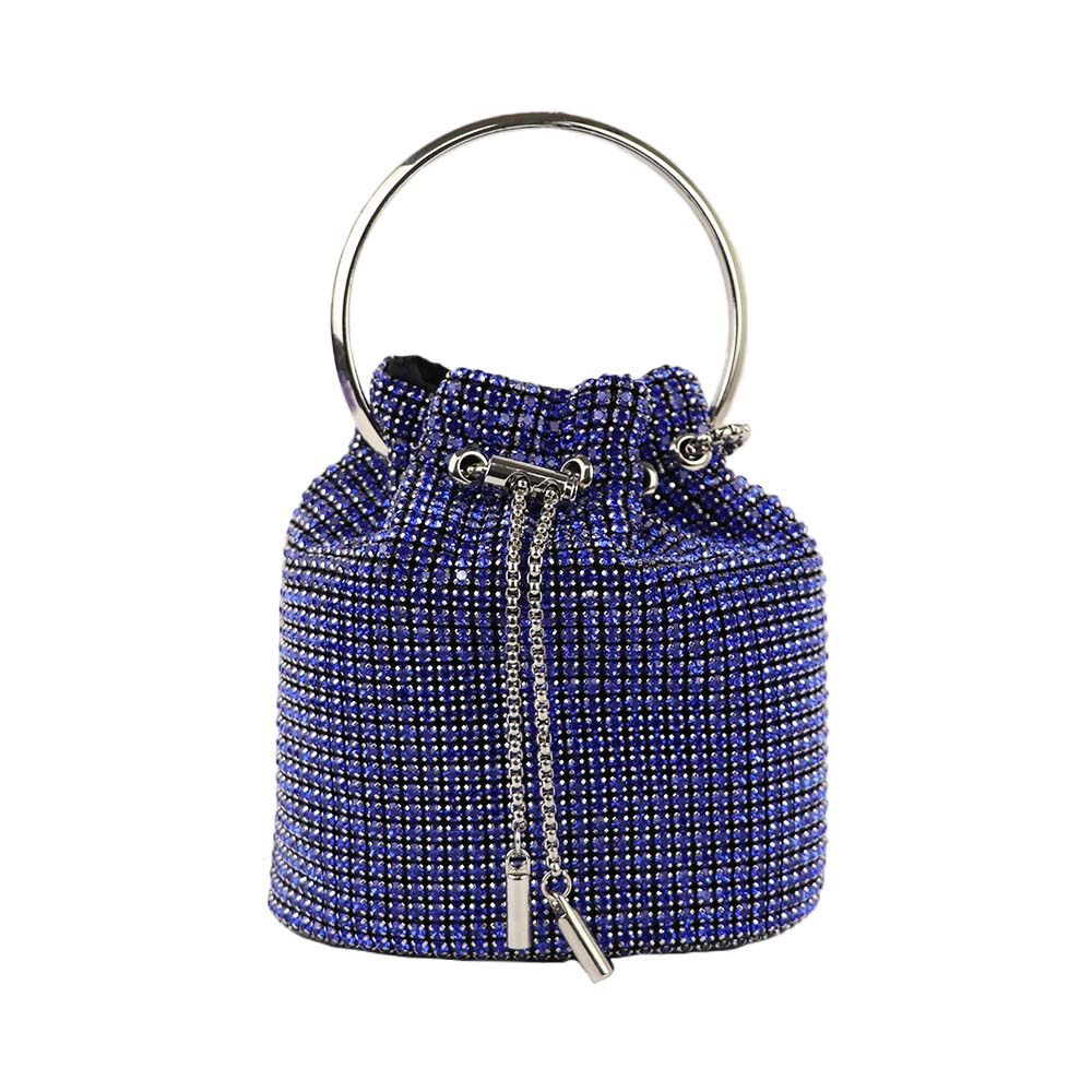 Luxury Rhinestone Drawstring Potli Bag with Metal Handle