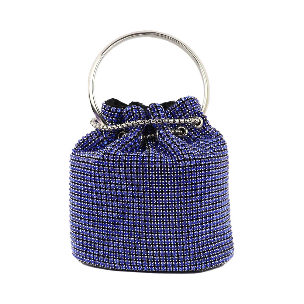 Luxury Rhinestone Drawstring Potli Bag with Metal Handle
