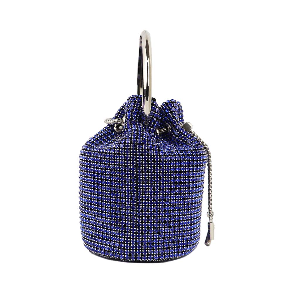 Luxury Rhinestone Drawstring Potli Bag with Metal Handle