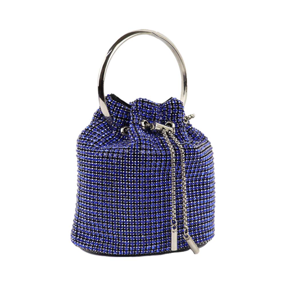 Luxury Rhinestone Drawstring Potli Bag with Metal Handle