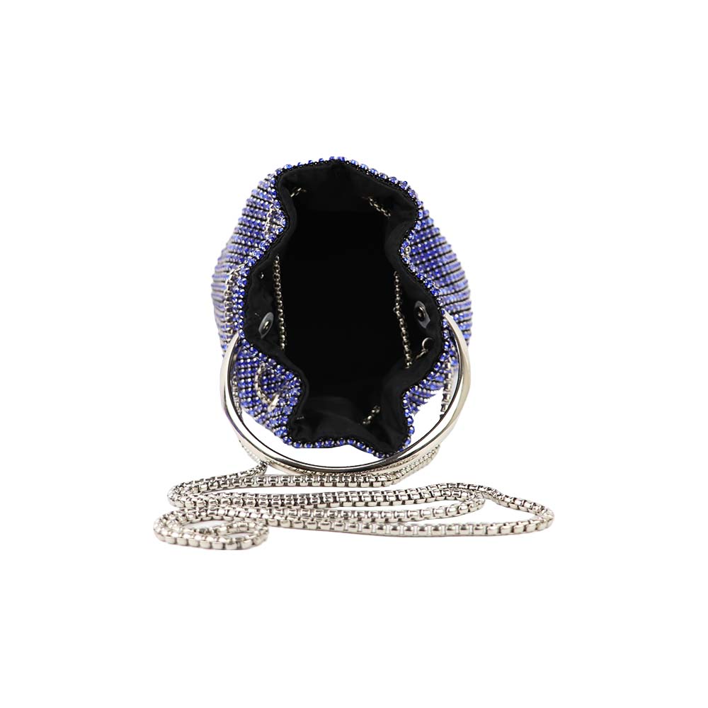 Luxury Rhinestone Drawstring Potli Bag with Metal Handle