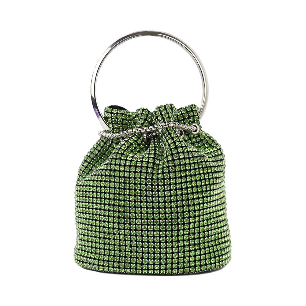 Luxury Rhinestone Drawstring Potli Bag with Metal Handle