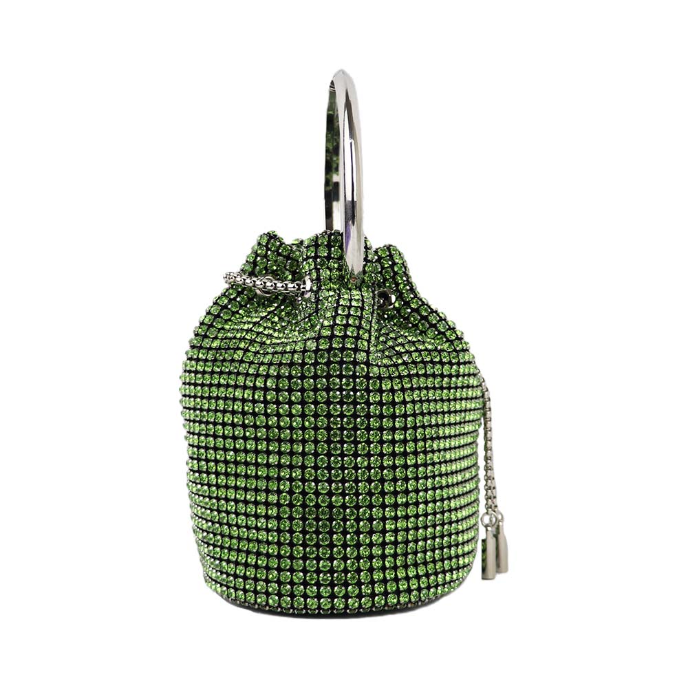 Luxury Rhinestone Drawstring Potli Bag with Metal Handle