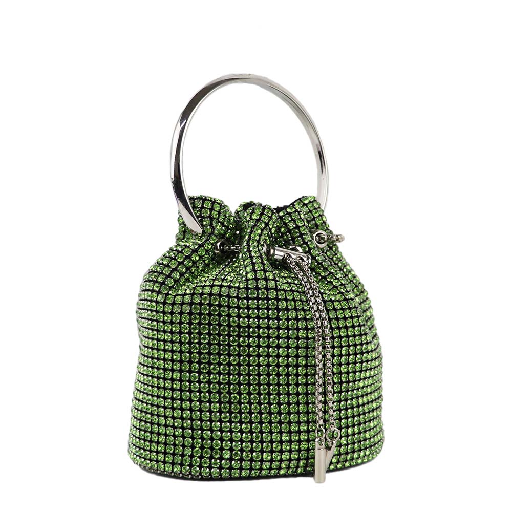 Luxury Rhinestone Drawstring Potli Bag with Metal Handle