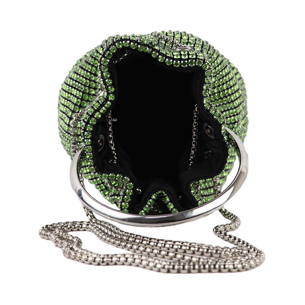 Luxury Rhinestone Drawstring Potli Bag with Metal Handle