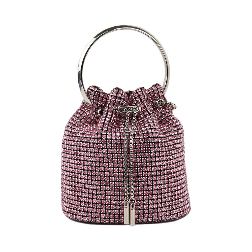 Luxury Rhinestone Drawstring Potli Bag with Metal Handle