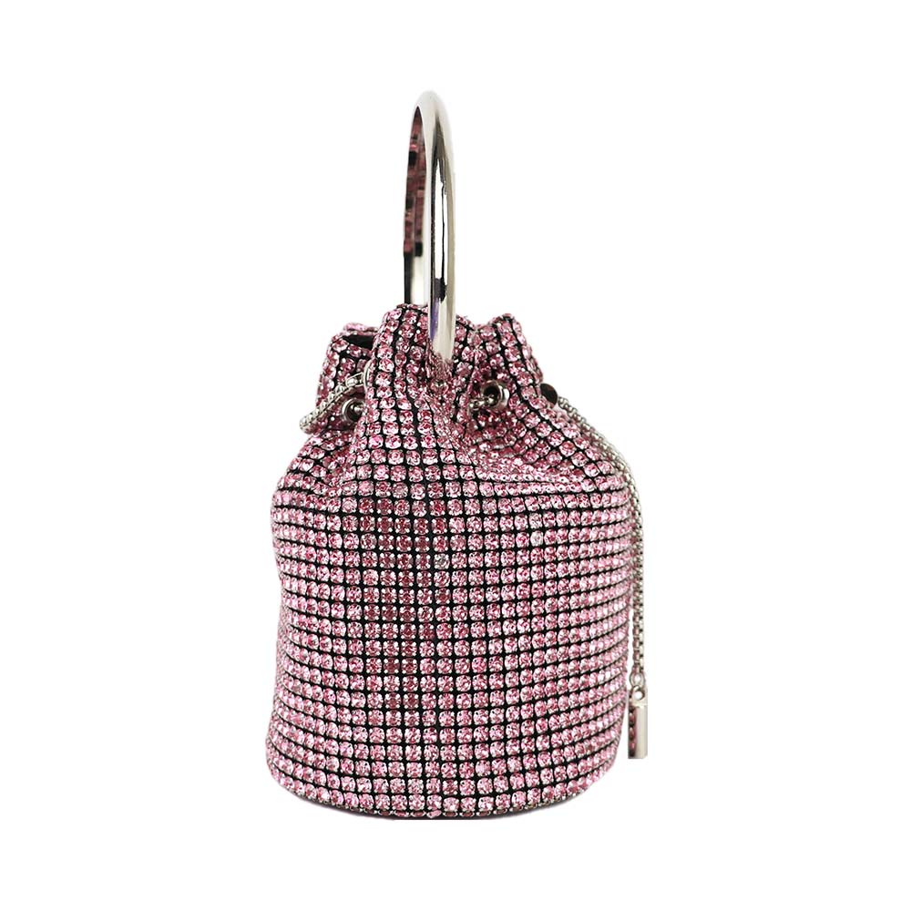 Luxury Rhinestone Drawstring Potli Bag with Metal Handle
