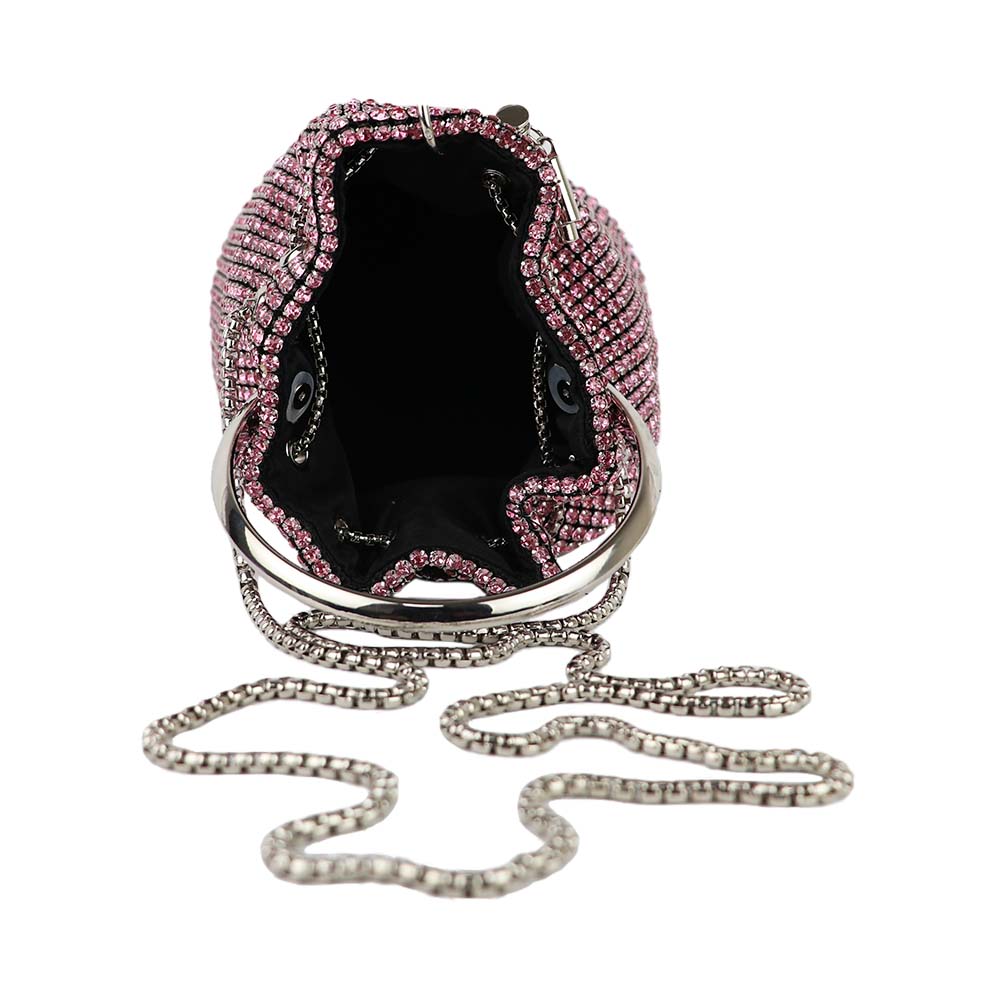Luxury Rhinestone Drawstring Potli Bag with Metal Handle