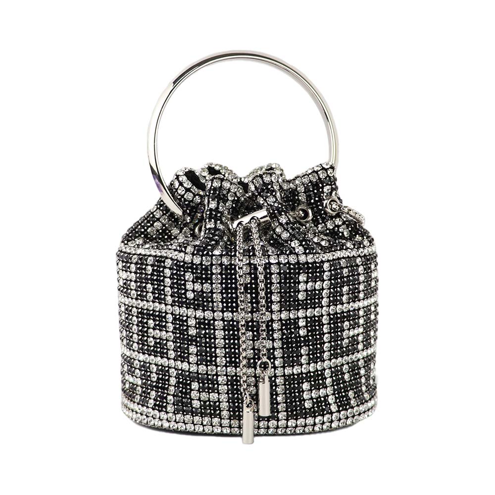 Luxury Rhinestone Drawstring Potli Bag with Metal Handle