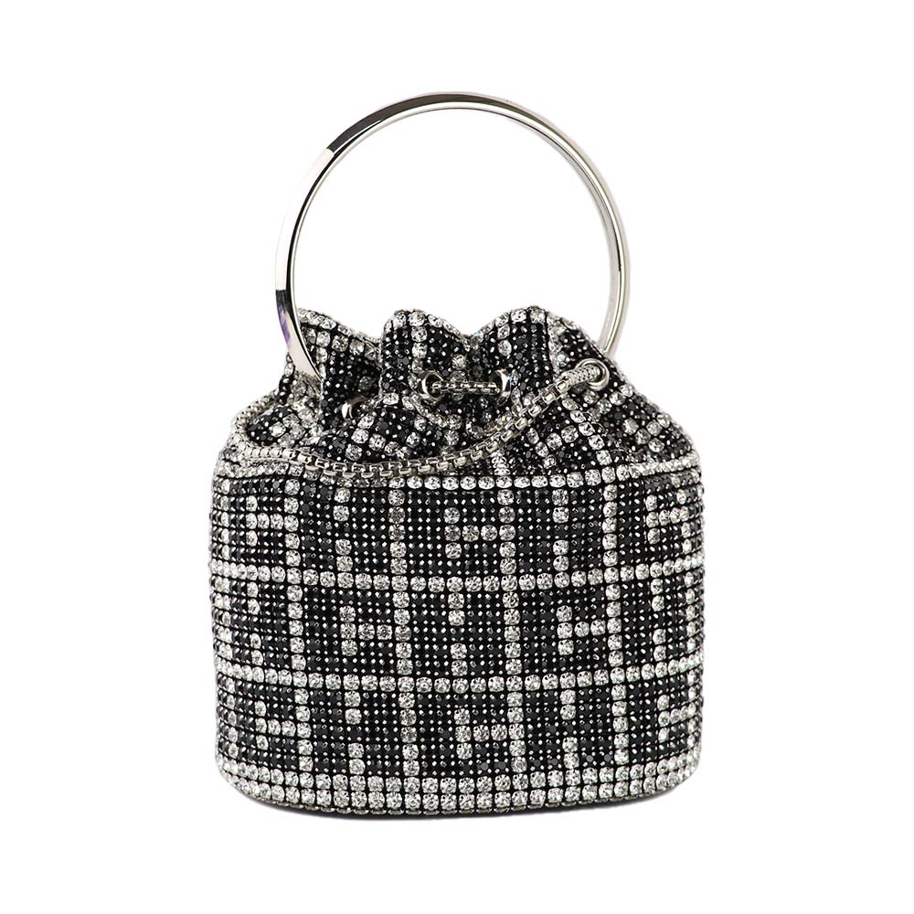 Luxury Rhinestone Drawstring Potli Bag with Metal Handle