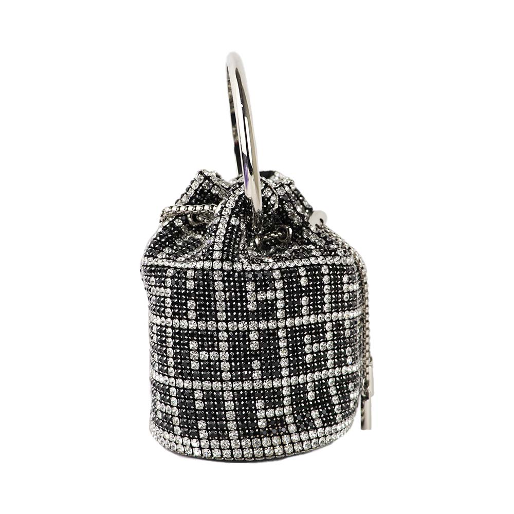 Luxury Rhinestone Drawstring Potli Bag with Metal Handle