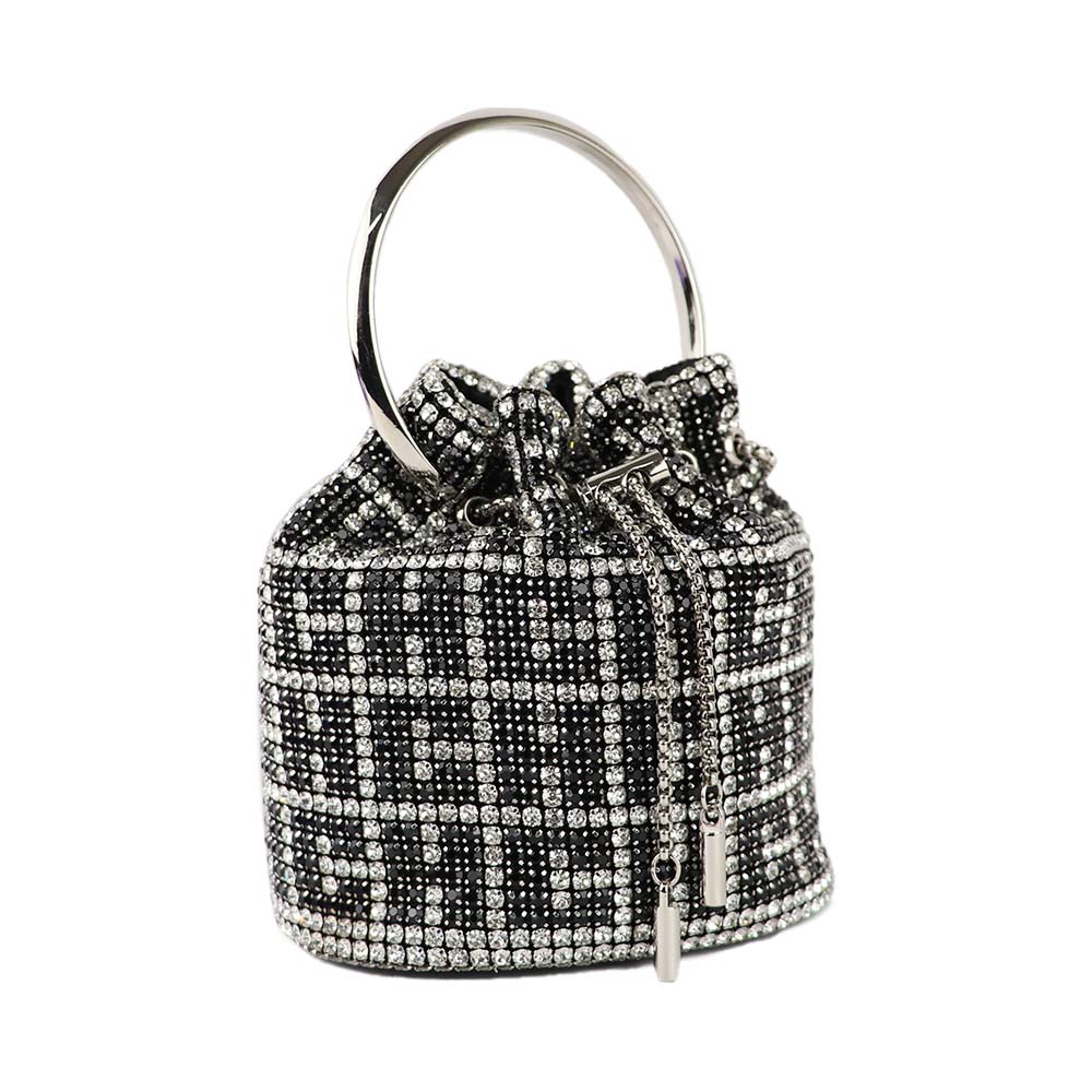 Luxury Rhinestone Drawstring Potli Bag with Metal Handle