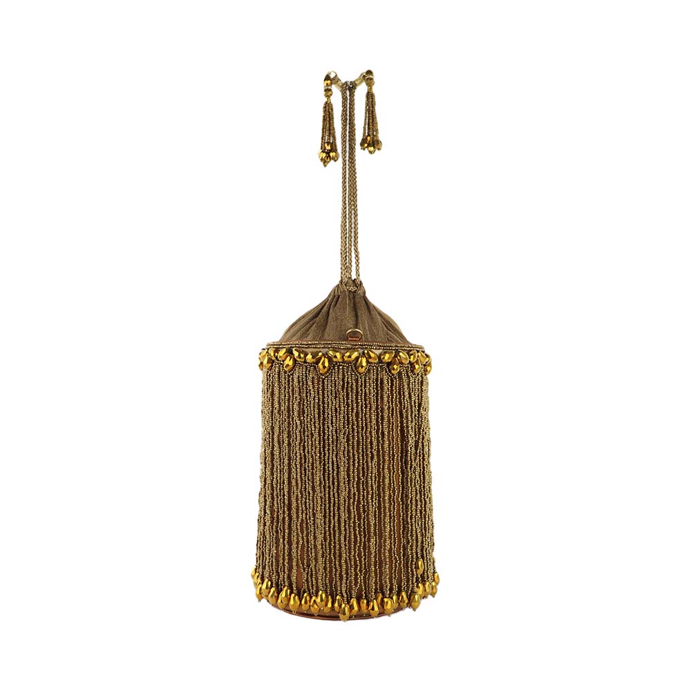 Gold Beaded Potli Bag – Handcrafted Bridal & Festive