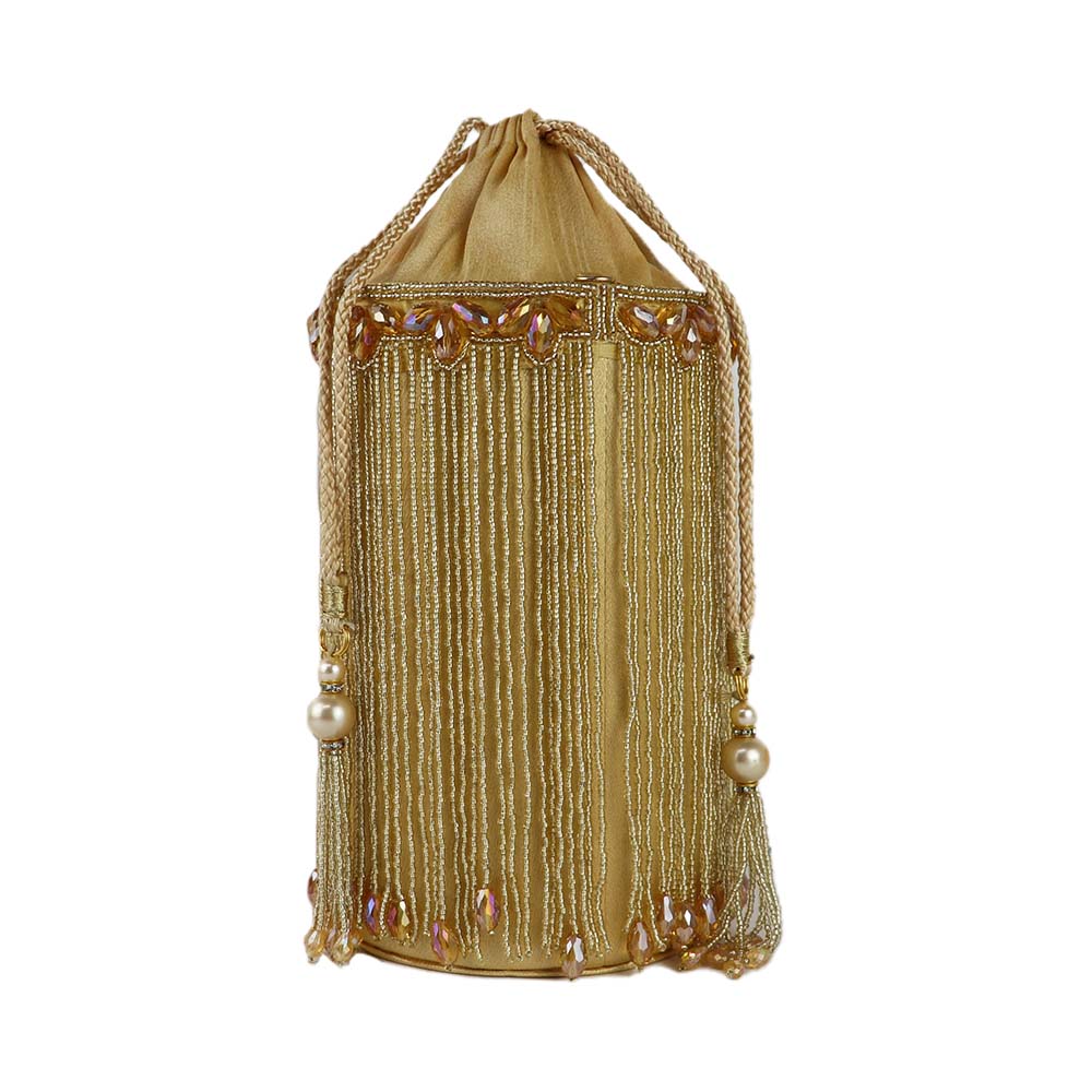 Gold Beaded Potli Bag – Handcrafted Bridal & Festive