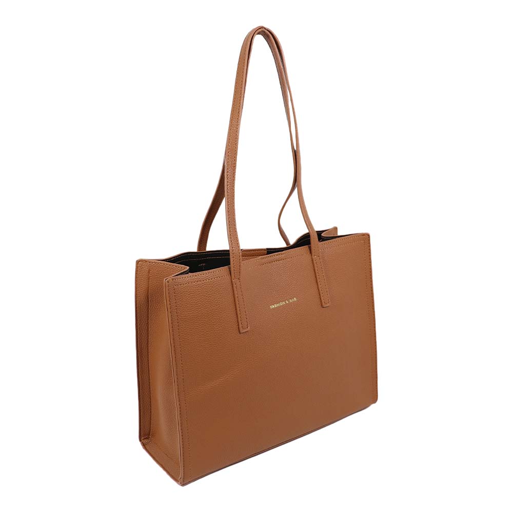 Classic Taupe Structured Tote Bag – Multi-Compartment Office Handbag