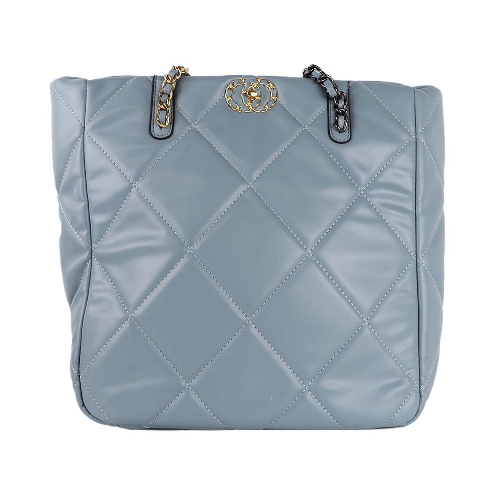 Quilted Blue Tote Bag – Chic & Spacious Everyday Shoulder Bag