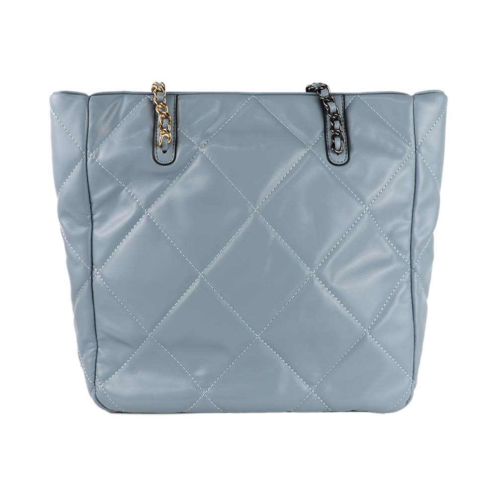 Quilted Blue Tote Bag – Chic & Spacious Everyday Shoulder Bag