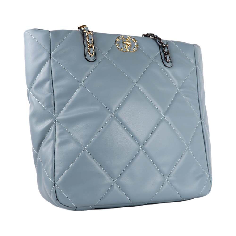 Quilted Blue Tote Bag – Chic & Spacious Everyday Shoulder Bag