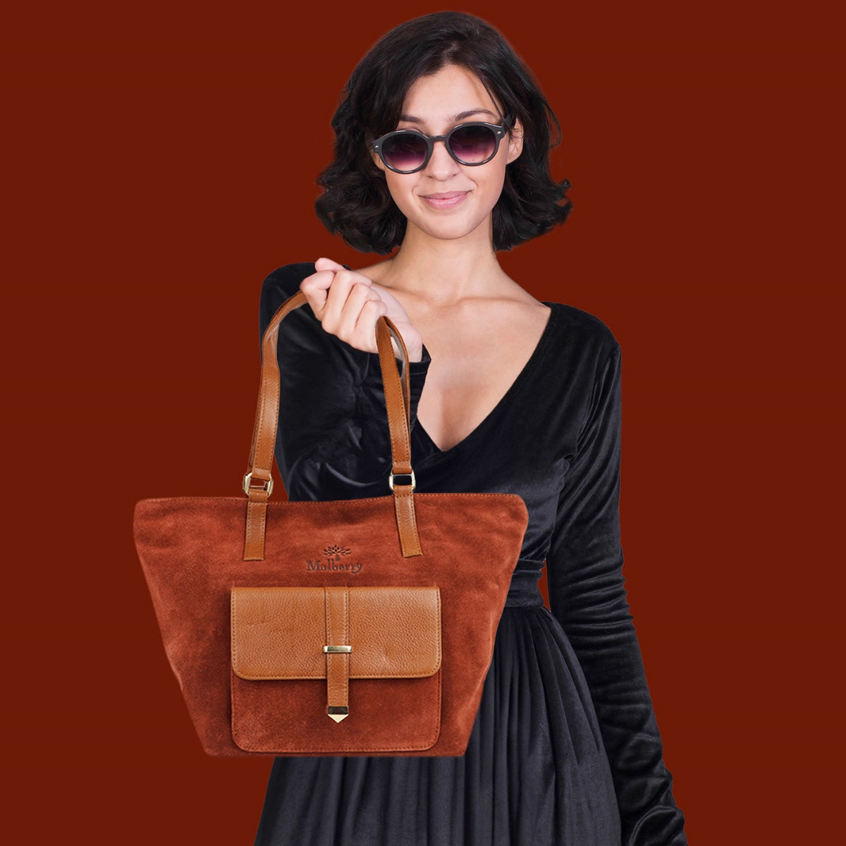 Rust Brown Tote Bag with PU Leather Accents – Chic & Spacious