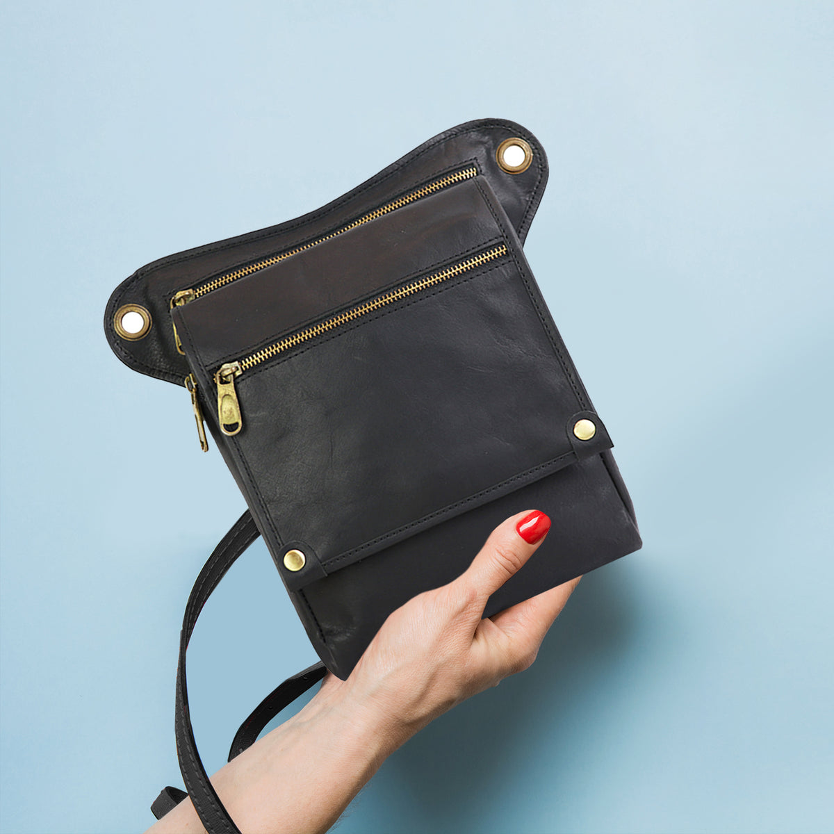 Vintage PU Leather Utility Bag – Multi-Pocket Travel & Everyday Bag