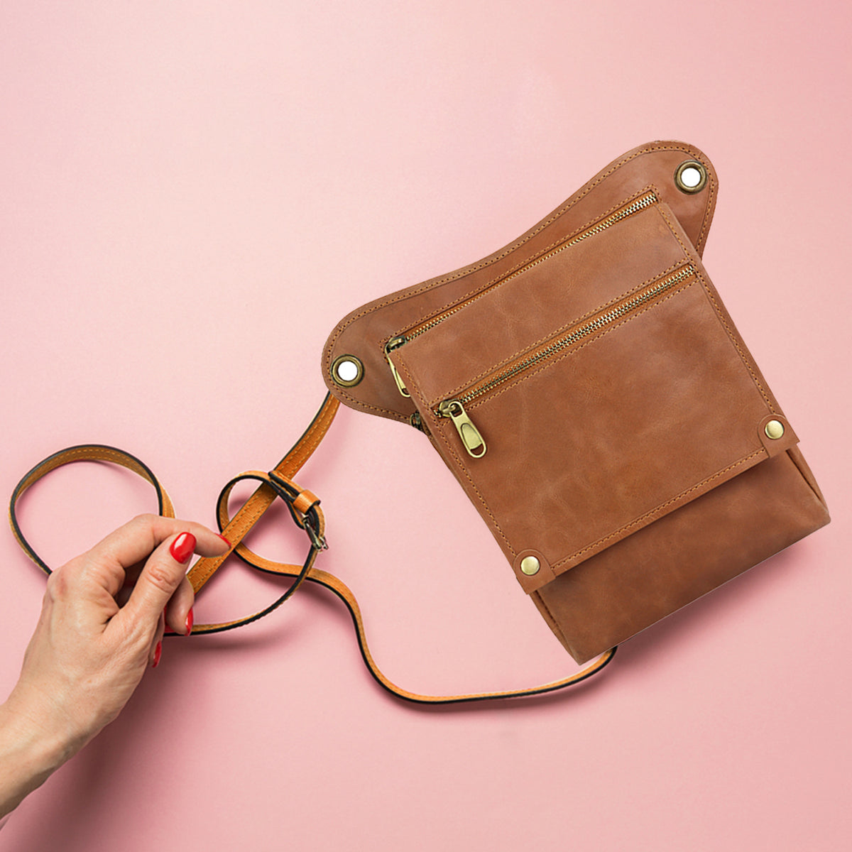 Vintage PU Leather Utility Bag – Multi-Pocket Travel & Everyday Bag