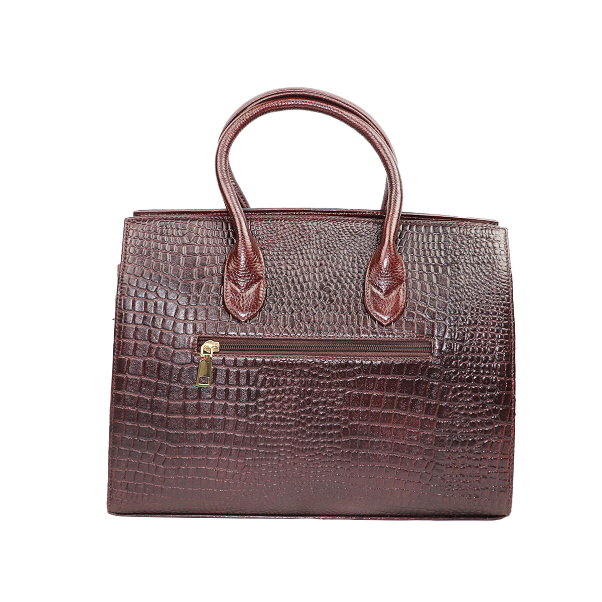 Luxury Croc-Embossed Handbag with Gold Lock & Shoulder Strap