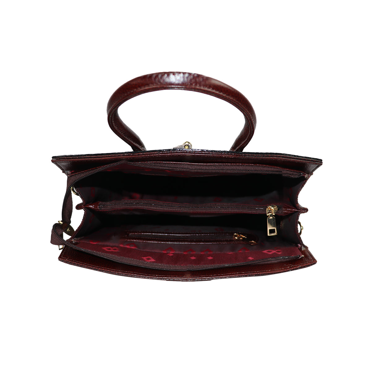Luxury Croc-Embossed Handbag with Gold Lock & Shoulder Strap
