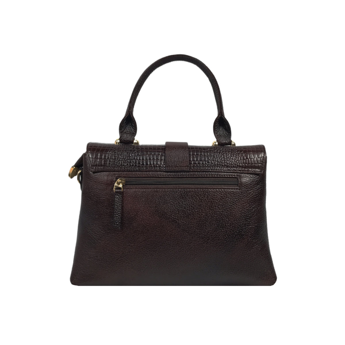 Croc-Texture PU Leather Handbag – Elegant Structured with Gold Lock