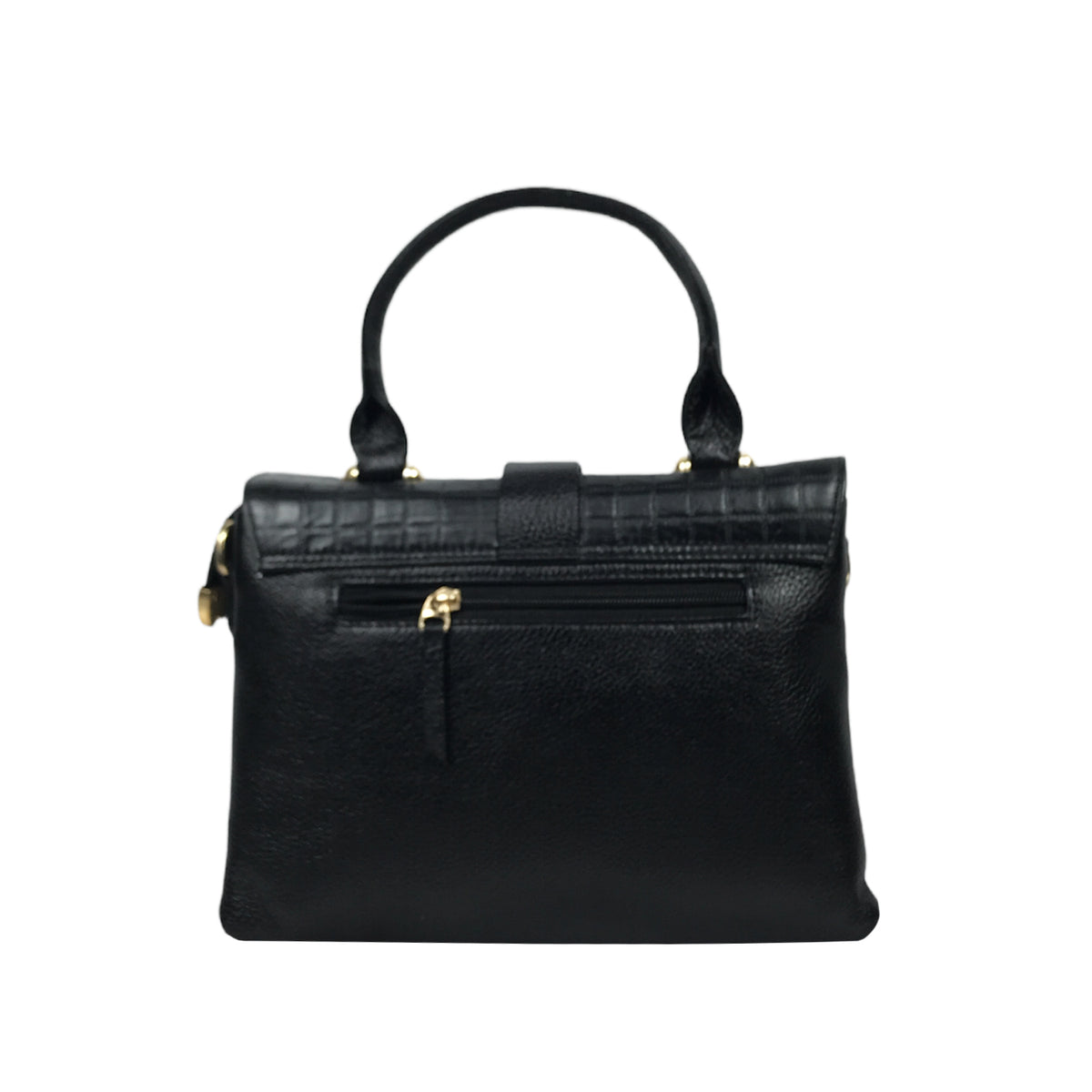 Croc-Texture PU Leather Handbag – Elegant Structured with Gold Lock