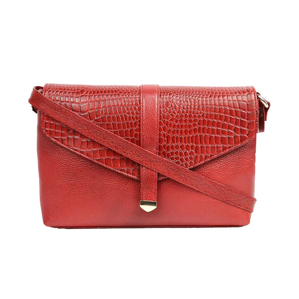 Croc Texture PU Leather Crossbody Bag