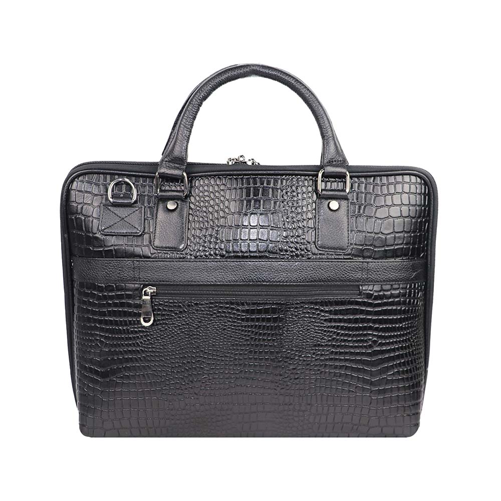 Luxury Croc-Embossed PU Leather Laptop Bag – Stylish & Professional