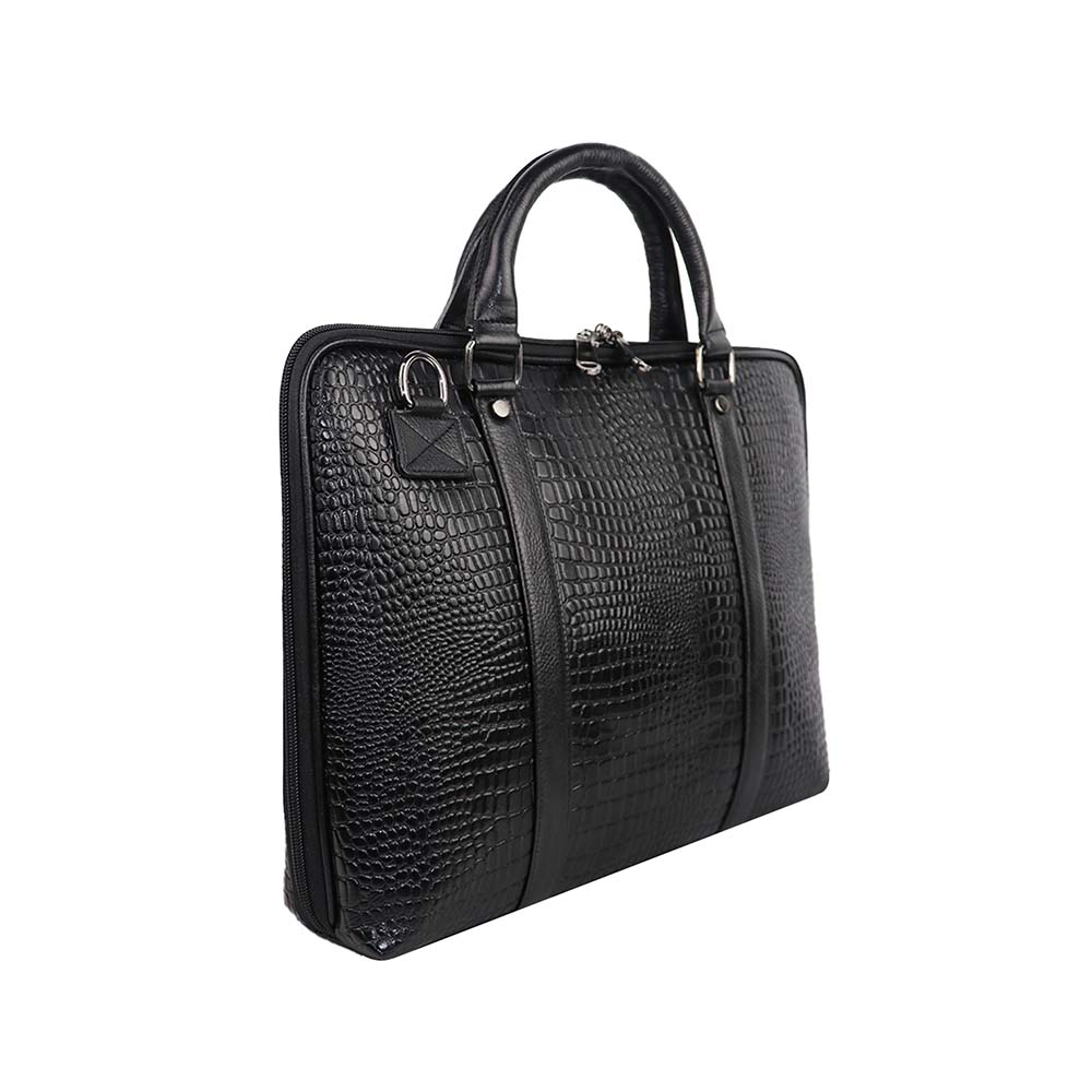 Luxury Croc-Embossed PU Leather Laptop Bag – Stylish & Professional
