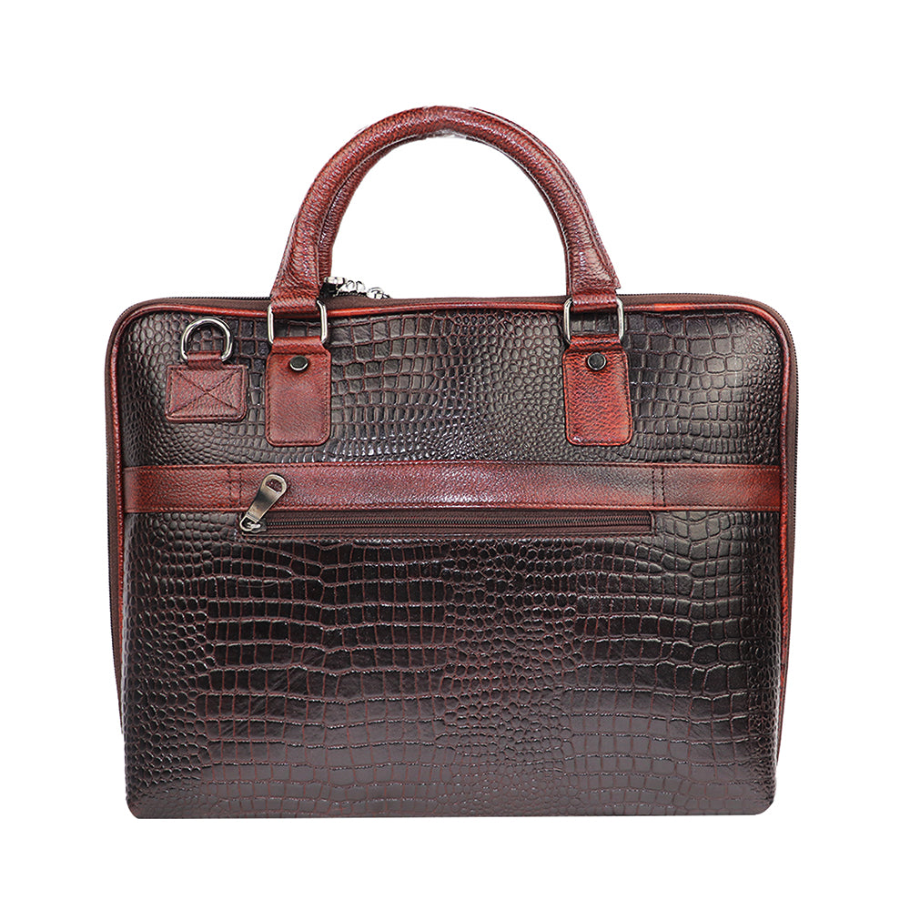 Luxury Croc-Embossed PU Leather Laptop Bag – Stylish & Professional