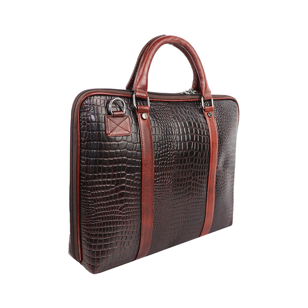 Luxury Croc-Embossed PU Leather Laptop Bag – Stylish & Professional