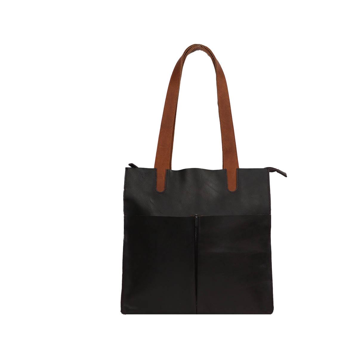 Rustic PU Leather Tote Bag with Black Handles – Stylish & Functional