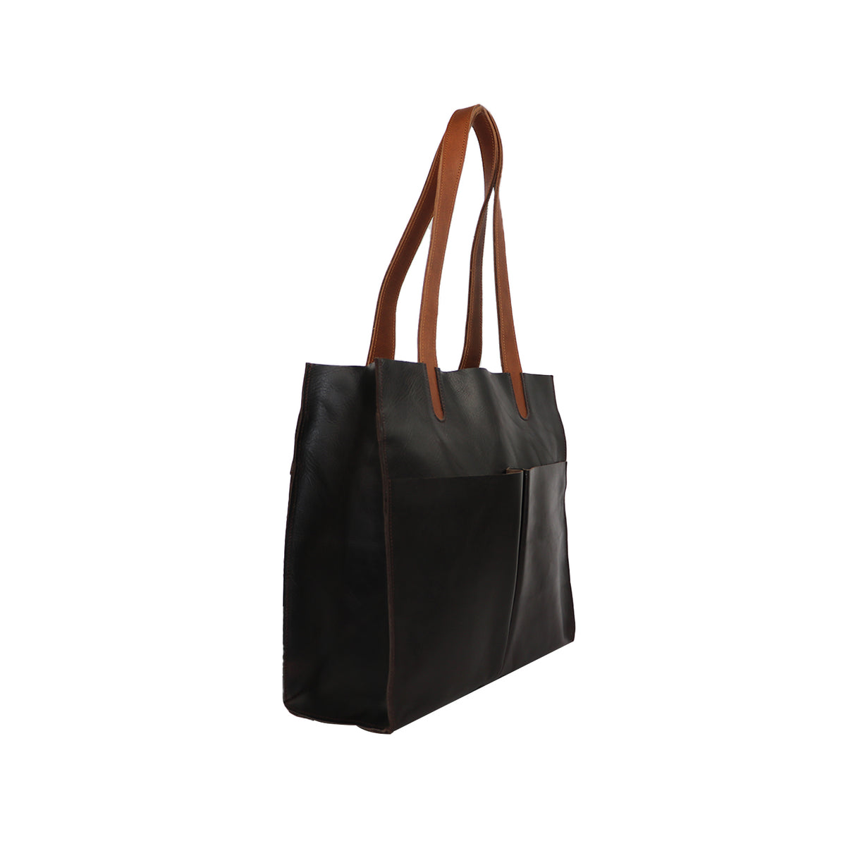 Rustic PU Leather Tote Bag with Black Handles – Stylish & Functional