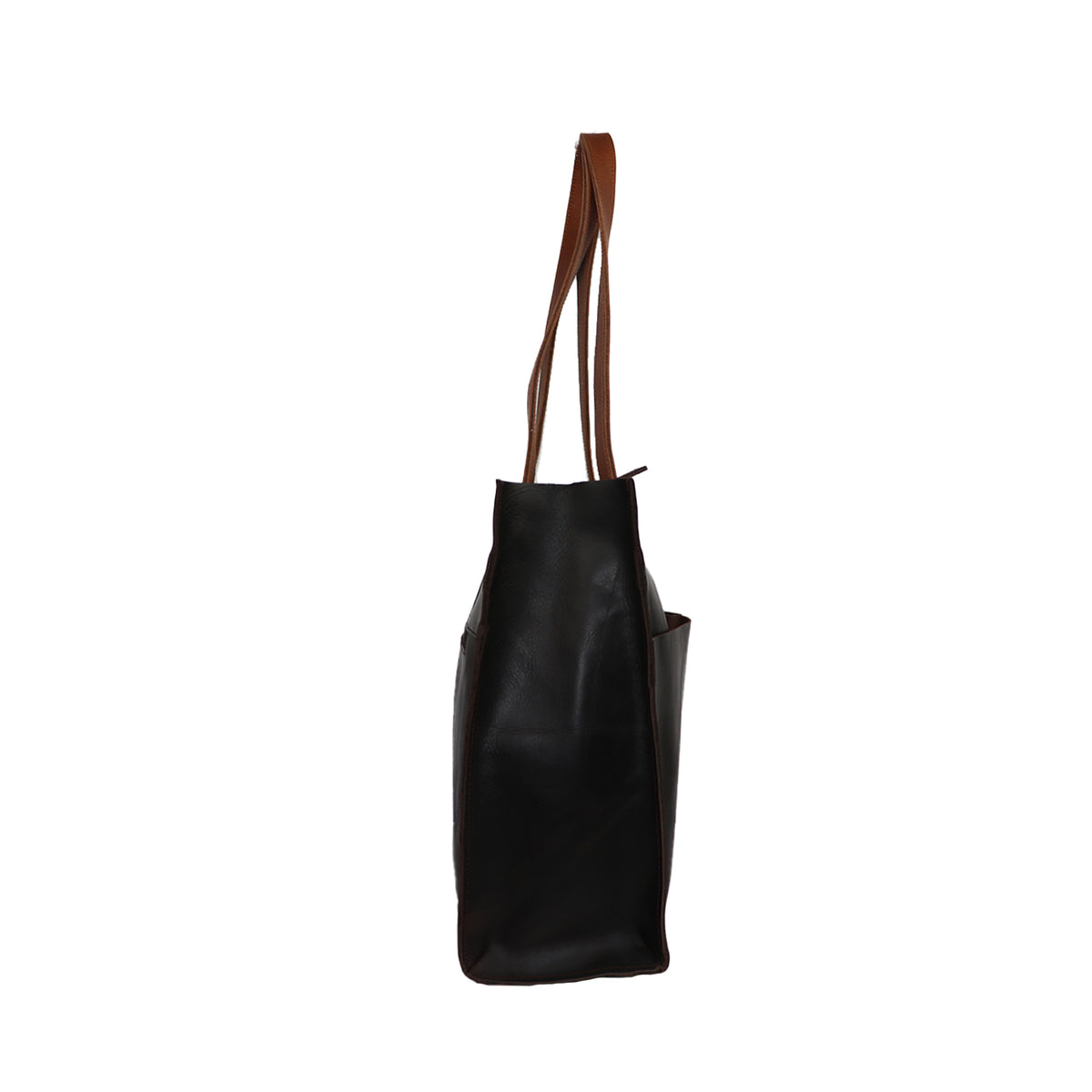Rustic PU Leather Tote Bag with Black Handles – Stylish & Functional