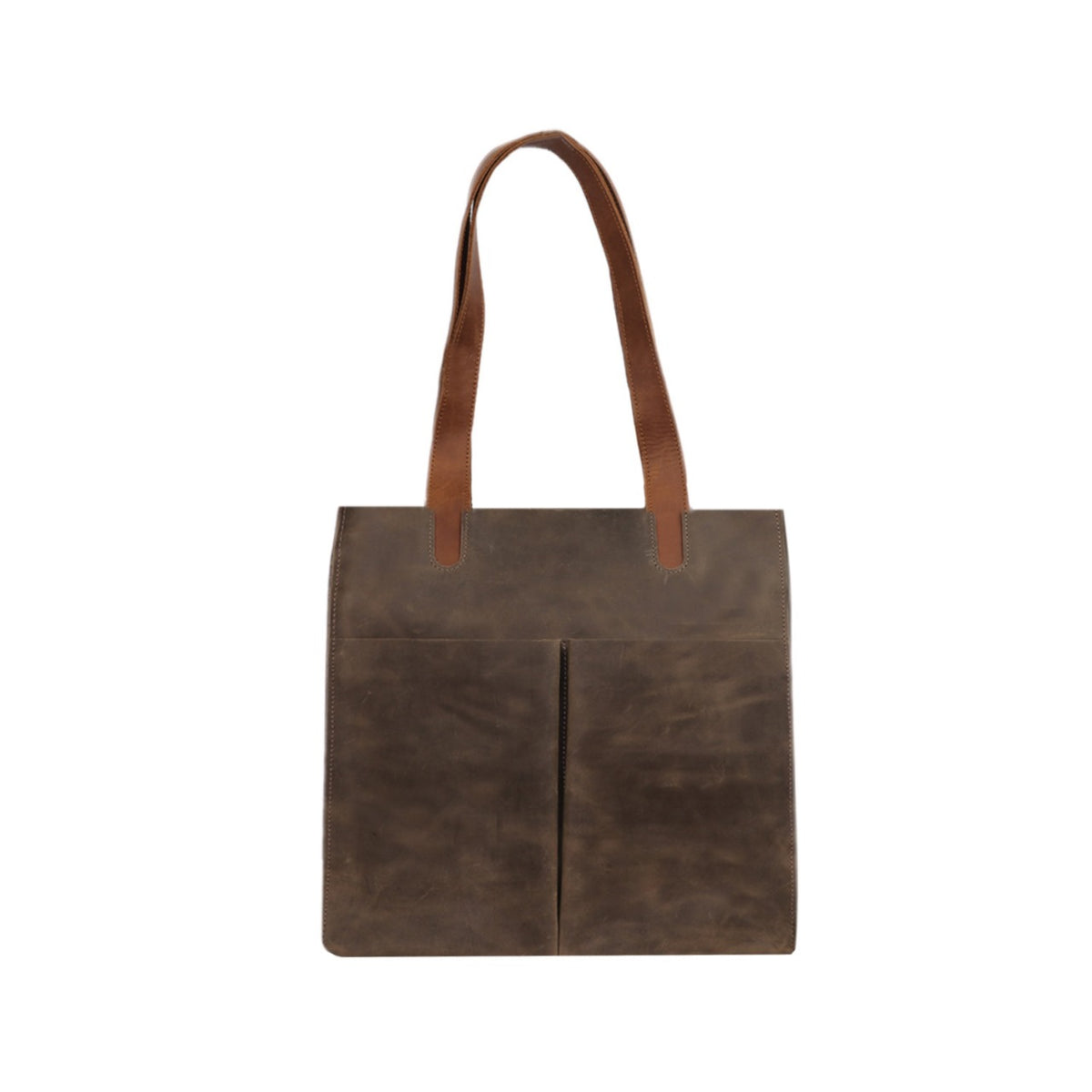 Rustic PU Leather Tote Bag with Black Handles – Stylish & Functional