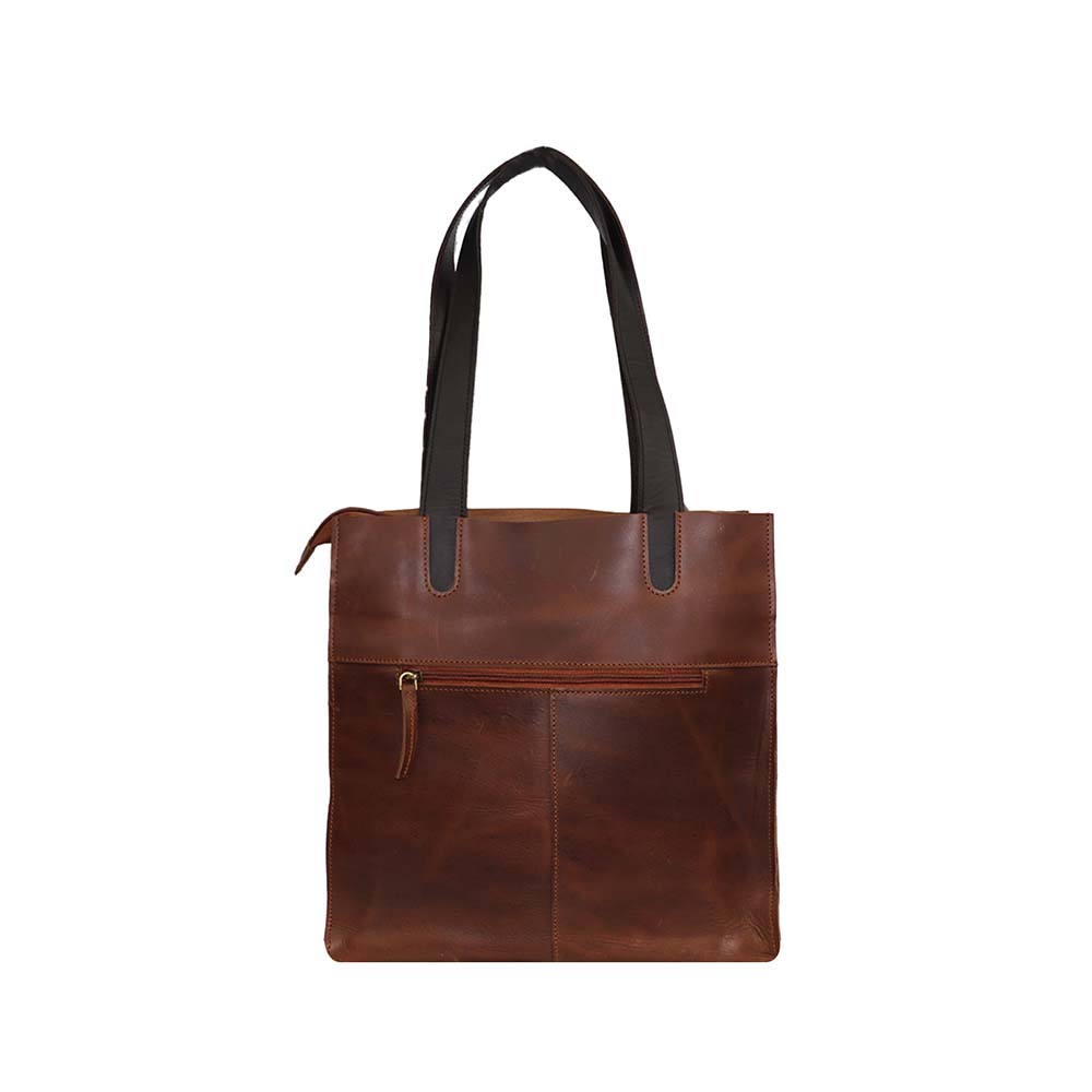 Rustic PU Leather Tote Bag with Black Handles – Stylish & Functional