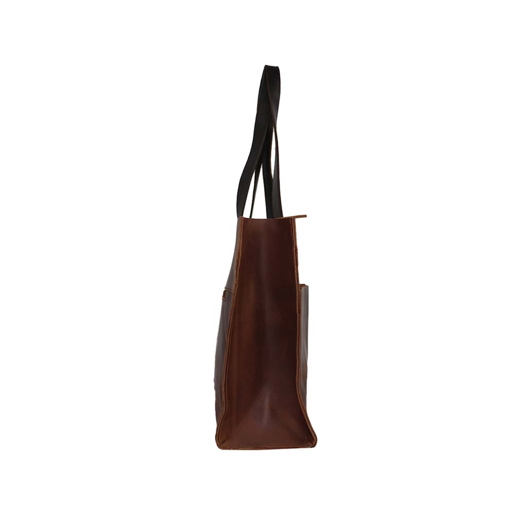 Rustic PU Leather Tote Bag with Black Handles – Stylish & Functional