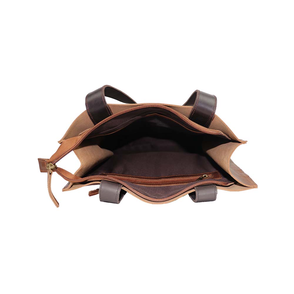 Rustic PU Leather Tote Bag with Black Handles – Stylish & Functional