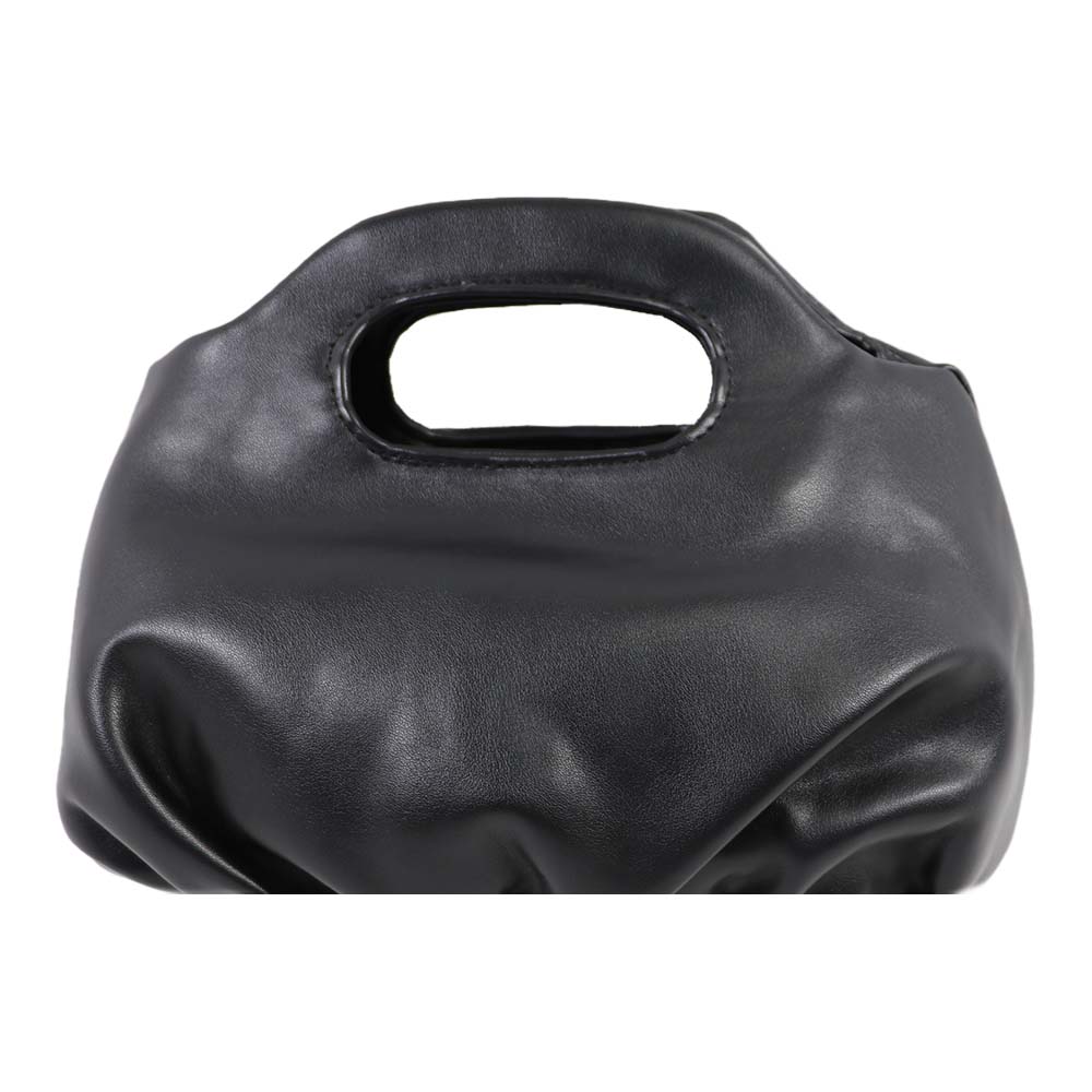 Black Ruched Soft PU Leather Handbag – Trendy & Chic Shoulder Bag for Women
